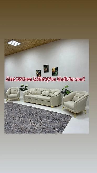 kunc divan satilir: Mebel dəsti – klassik-modern üslub - Komplekt: 3 nəfərlik divan + 2 — 1