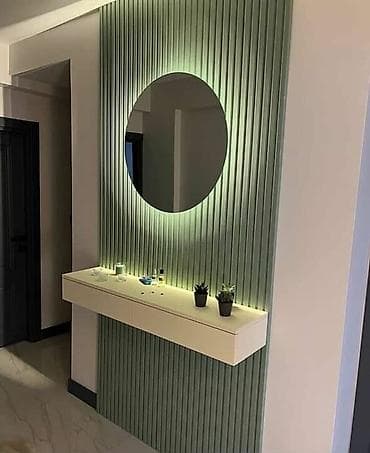 guzgu dekorlari: LED işıqlı dekorativ lamel-divar və güzgü kompozisiyaları - Interyer — 6