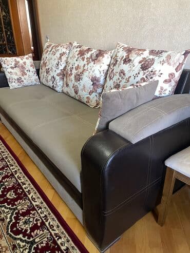 продажа дивана бу: Диван, Б/у, Раскладной, Без подьемного механизма, Набук, Нет доставки — 3