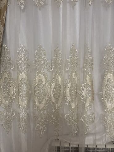 Şamdanlar: Klassik üslubda zərif tül pərdə 6 metrden yigilib 3 metreye hundurluk — 2