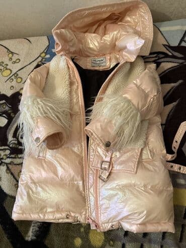 Uşaq qız üçün isti qış gödəkçəsi - Rəng: açıq pudra/şampan parıltılı