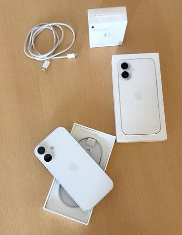 iphone 8pulus: IPhone 16, 128 GB, Ağ, Zəmanət, Simsiz şarj, Face ID — 1