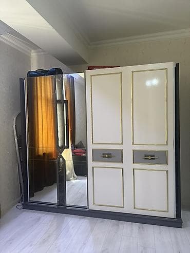 paltar şkaf: 2 qapılı, Güzgülü, Ağ, Kupe, Düz dolab — 1