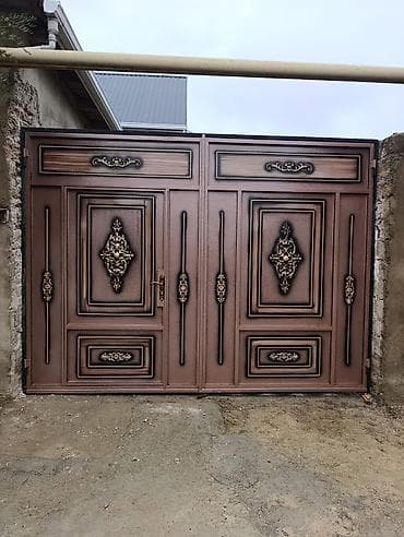 Dekorativ dəmir darvaza - Material: qalın metal/profil konstruksiya