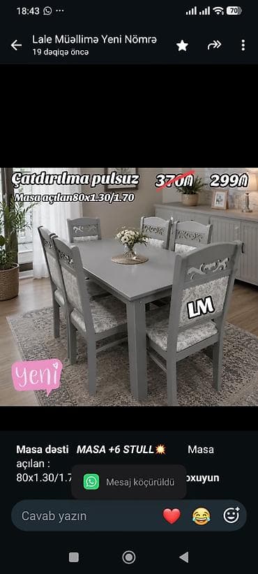 kamp evi: *Masa dəsti* _*MASA +6 STULL💥*_ Masa açılan  — 1