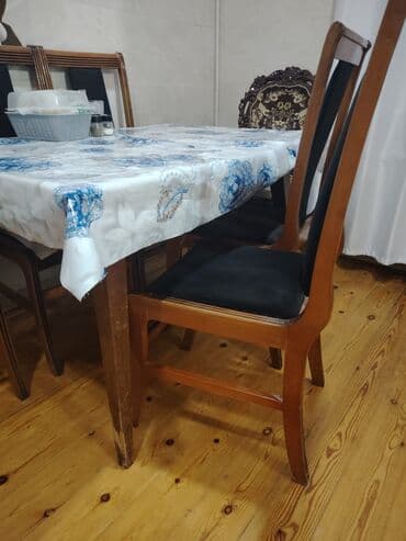 Mətbəx üçün, İşlənmiş, Dördbucaq masa, 6 stul