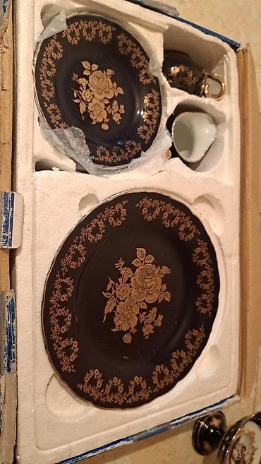 çay serviz: Çay dəsti, rəng - Göy, Farfor, 6 nəfərlik, Çexiya — 4