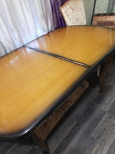 Qonaq masası, İşlənmiş, Açılan, Taxta, Oval masa