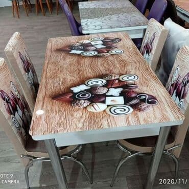 quxna stulu: Mətbəx üçün, Yeni, Açılan, Dördbucaq masa, 4 stul — 9