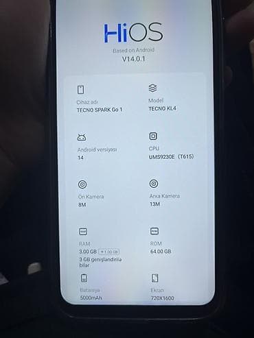 mi kamera: TECNO Spark Go 1 (Model: TECNO KL4) – Android 14, HiOS v14.0.1 — 4