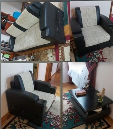 турецкая мягкая мебель в баку: Di̇van-kravat, 2 kreslo, Bazalı, Açılan — 1