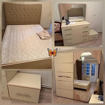 Yataq dəsti Komplekt: - Çarpayı: yumşaq başlıq, krem rəngli baza