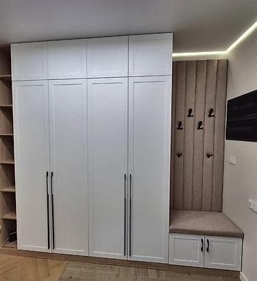 dolab hamam: 4 qapılı, Güzgülü, Ağ, Digər material, Açılan, Düz dolab — 2