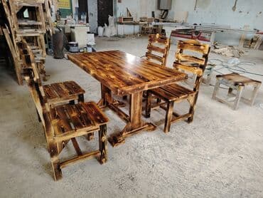 дачный набор стол и стулья: Dördbucaq masa, Stullar ilə, 4 nəfər, Açılmayan — 2