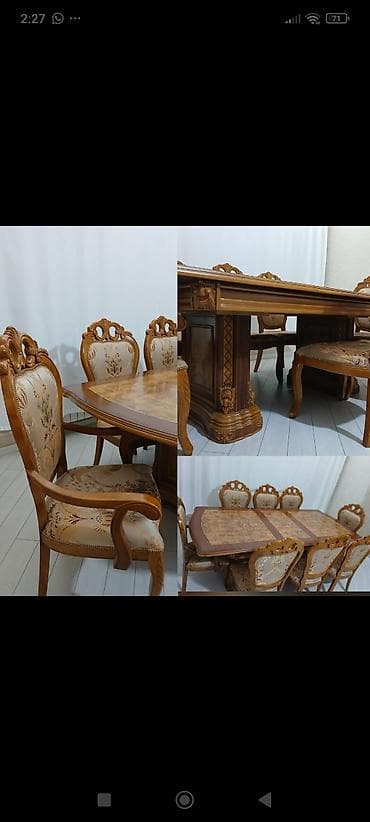 ustollar: Qonaq otağı üçün, İşlənmiş, Açılan, Kvadrat masa, 8 stul — 1