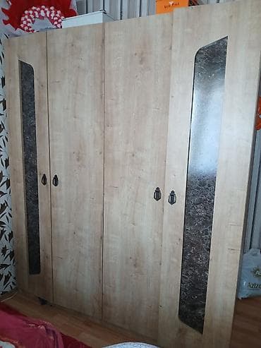 4 qapılı, Qəhvəyi, Digər material, Açılan, Düz dolab