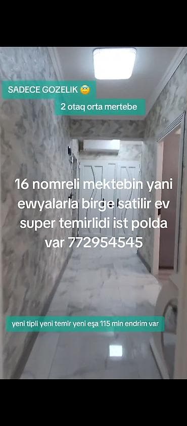 mingəcevirdə ev elanları: Mingəçevir, 2 otaqlı, Köhnə tikili, 40 kv. m — 2