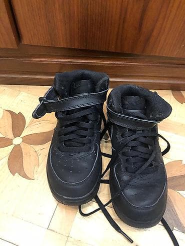 ket ayaqqabilar: Original Nike qara rəngli uşaq/yeniyetmə idman ayaqqabısı (high-top) — 2