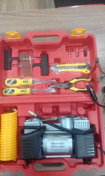 radius teker: Avtomobil üçün çoxfunksiyalı kompressor və təkər təmiri dəsti Qırmızı — 1