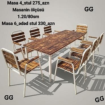 mebel stol stullar: Yeni, Dördbucaq masa, 4 stul, Açılmayan, Stullar ilə, Taxta — 1