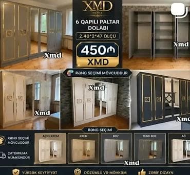 2 el kombi dolabı: 1.6 qapılı paltar dolabı – XMD Mebel Ölçü: 2.40 × 2 × 47 Qiymət: 450 — 1