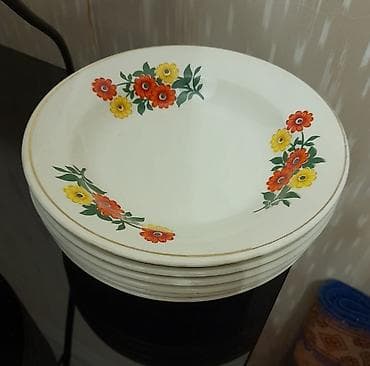 bosqablar instagram: Boşqablar, 6 ədədli dəst, rəng - Ağ, Keramika, SSRİ — 1