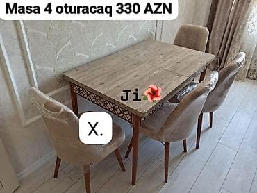 Masa və 4 nəfərlik oturacaq dəsti - Dəst: 1 ədəd yemək masası + 4 lalafo.az -da Masa və 4 nəfərlik oturacaq dəsti - Dəst: 1 ədəd yemək masası + 4