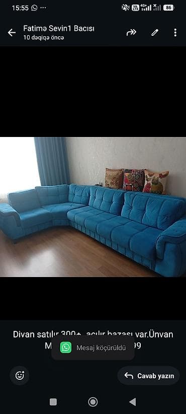 quba mas: Divan satılır 300₼. açılır bazası var.Ünvan Masazır. 0069. Fatimə99 — 1