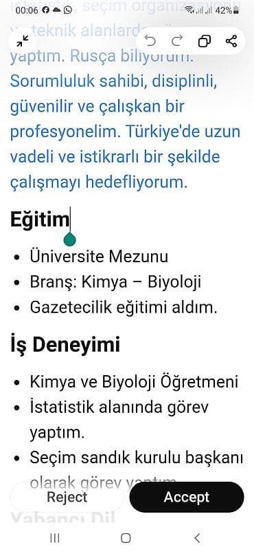 Müəllim, Kimya, 5 ildən artıq təcrübə — 2