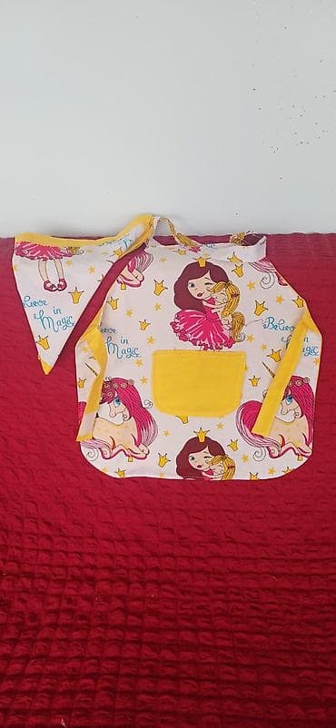 uşaq üçün geyimlər: Uşaq üçün mətbəx önlüyü dəsti - Dəst: önlük + üçbucaq dəsmal - Parça — 7