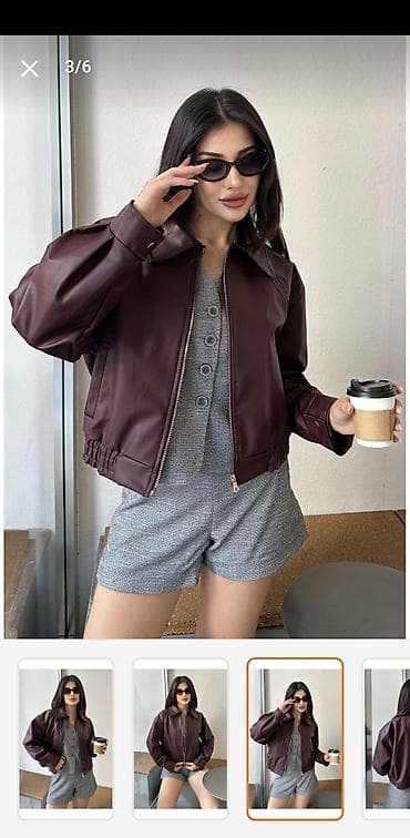 cins kombinezonlar: YENİ‼️‼️Qadınlar üçün qısa dəri gödəkçə - Rəng: tünd qəhvəyi (bordo — 4