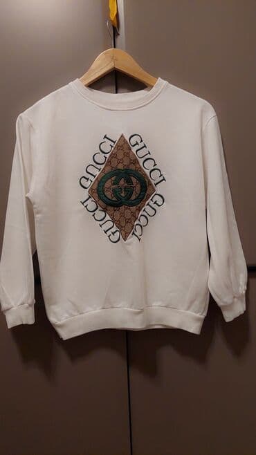 зеленые мужские спортивные костюмы: Мужская толстовка, Gucci, XS, цвет - Белый — 1