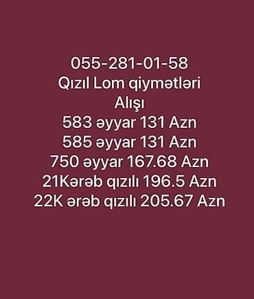 kimya dim 2025 pdf: Qızıl lom alışı – aktuallıq üzrə qiymətlər - 583 əyyar: 131 AZN - 585 — 1
