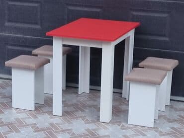 stol desdi: Mətbəx üçün, Yeni, Açılmayan, Dördbucaq masa, 4 stul — 4