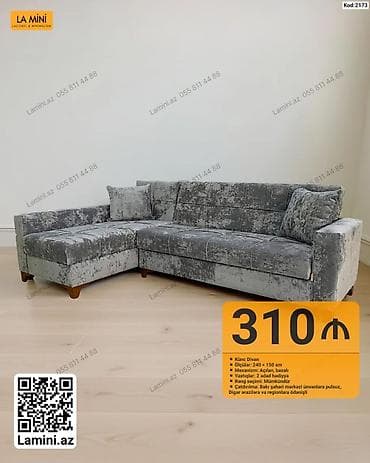 Künc divan – Kod: 2173 - Ölçülər: 240 × 150 sm - Mexanizm: açılan — 1
