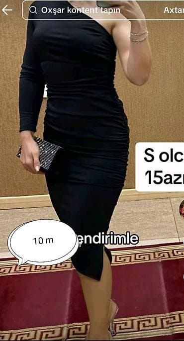 - Qara birqollu asimmetrik kokteyl donu: bir çiyin açıq, bədənə — 1