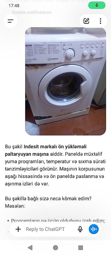 proqram: Indesit markalı ön yükləməli paltaryuyan maşın. Müxtəlif yuma — 3