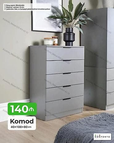 ev bitkisi: Məhsul: Komod Ölçülər: 40 × 100 × 80 sm Material: 18 mm laminat — 1