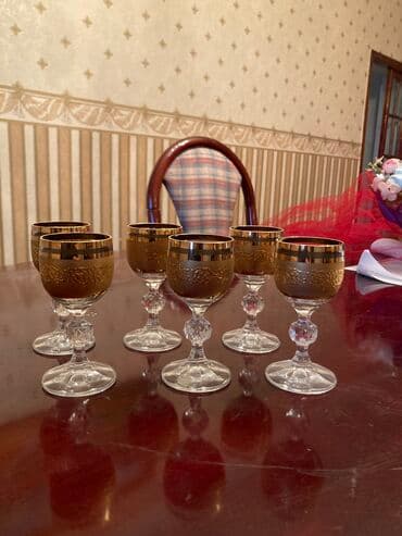 Rümkalar, rəng - Qızılı, Xrustal, 6 ədədli dəst, Çexiya