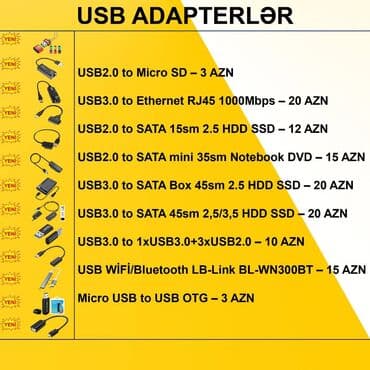 Adapterlər/Keçidlər ⭐AV to VGA – 15 AZN ⭐AV to HDMİ – 12 AZN ⭐Display — 6