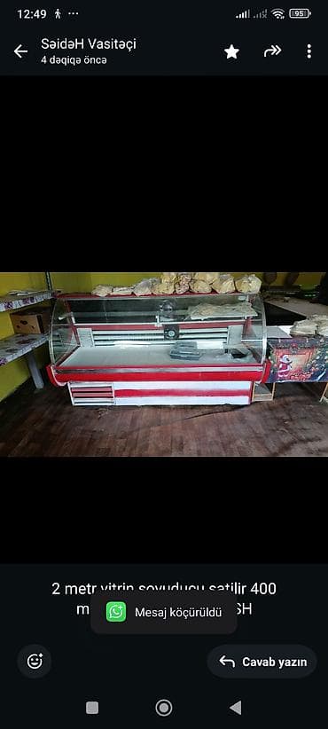 2 metr vitrin soyuducu satilir 400 manat.Unvan Hokmeli.SH
