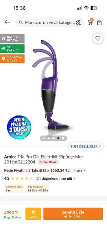 el modemi: Turkiyeden alinib artiq oldugu ucun satilir Arnica Tria Pro – dik tip — 3