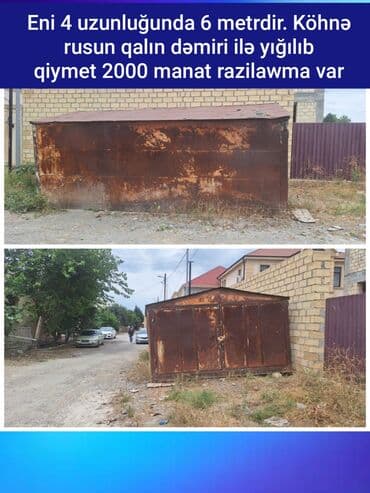 Kirayə qaraj: Eni 4 uzunluğunda 6 metrdir. Köhnə rusun qalın dəmiri ilə yığılıb real — 1