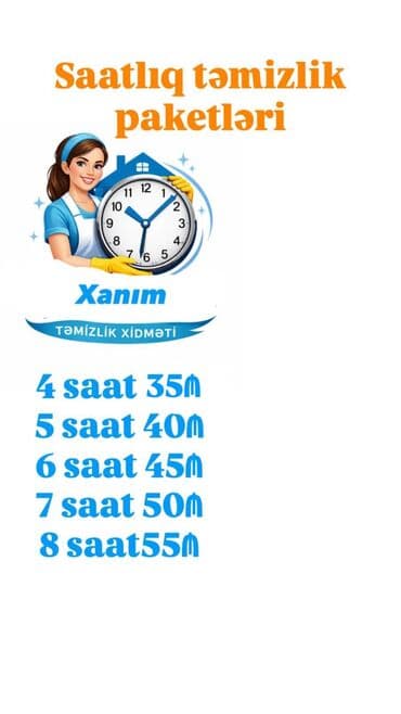 Tədbirlərin təşkili: Təmizlik | Ofislər, Mənzillər, Evlər | Ümumi təmizlik, Gündəlik təmizlik, Təmirdən sonra təmizlik — 1