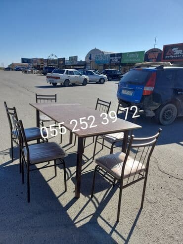 stul ev ucun: Qonaq otağı üçün, Yeni, Açılmayan, Dördbucaq masa, 6 stul — 2