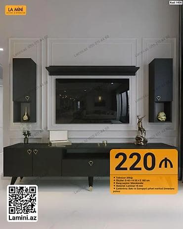 dekor ref: LA Mini TV altlığı və divar modulu - Məhsul: Televizor altlığı — 1