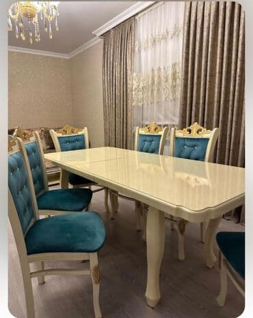 plasmas stol: Qonaq otağı üçün, Açılan, Dördbucaq masa, 6 stul — 1