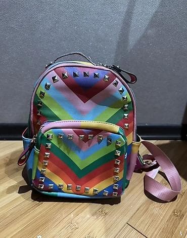 Maskalar, eynəklər: Rəngli mini bel çantası/rükzak - Dizayn: Çoxrəngli “V” naxışlı parça — 1