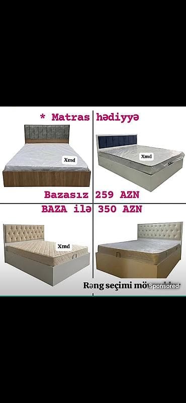 Yataq dəsti – matrassız və bazalı variantlar - Matras hədiyyə -