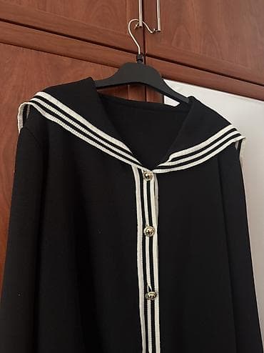 Шубы: Qadın trikotaj kardiqan – dənizçi üslubunda - Rəng: qara - Dizayn — 2